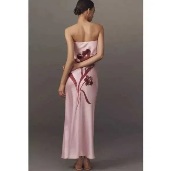 The Fleur Strapless Satin Maxi Slip Dress large NWT - Picture 2 of 2